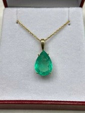 Collar colgante de esmeralda verde corte pera de 3,00 quilates con plata de ley 925 de 18"