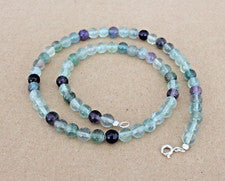 45 cm Fluorit ( Grün) Edelstein kette, 6,5 mm "" Silber Verschluss ( B-37 *