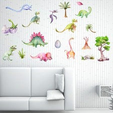 Pegatina de pared de dinosaurio de dibujos animados para jardín de infantes extraíble impermeable PVC decoración del hog