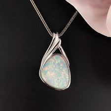Ópalo de fuego blanco plata de ley 925, piedra de nacimiento de octubre cabujón joyería regalo