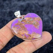 Colgante de joyería de plata de ley 925 con piedras preciosas turquesa púrpura cobre 1,89" q370