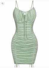 Mini Vestido TRESSER Para Mujer Moda Boutique Verde Salvia Acanalado Club/Fiesta