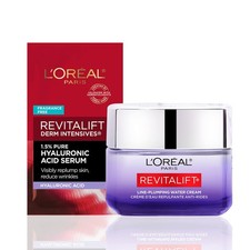 Crema hidratante L'Oreal Paris Revitalift, crema de agua con ácido hialurónico con cerami...