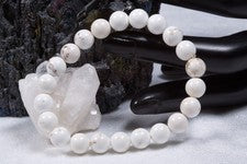 Pulsera de piedras preciosas magnesita | Pulsera esférica de 8 mm