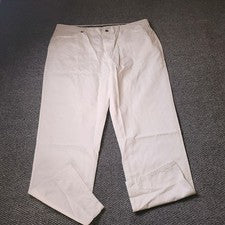 NUEVO Pantalones Altos Grandes para Hombres 42x33 Blanco Caqui Chino Algodón LL Estilo Polo Preppy