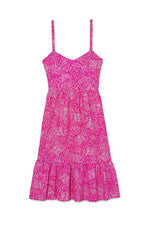 PEP - Vestido midi estampado sin mangas para mujer - Mediano - Rosa magenta