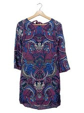 Vestido de verano White Stuff talla 36 S púrpura azul estampado vestido casual viscosa