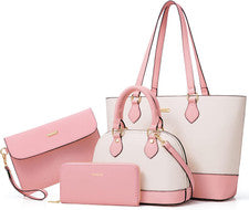 4 Piezas Bolso De Hombro Cruzado Moda Clásica Para Mujer Cartera Monedero Cartuchera