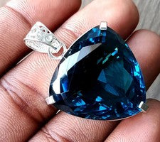 Colgante Topacio Azul Londres Plata de Ley 925 Colgante Piedras Preciosas Joyería 92.57 Ct+
