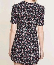 Mini Vestido Valencia & Vine Amanda Para Mujer M Negro Rojo Floral Manga Corta Nuevo Sin Etiquetas