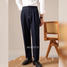 Pantalón recto para hombre Gurkha pantalón de negocios estilo británico pantalones Nápoles cintura alta