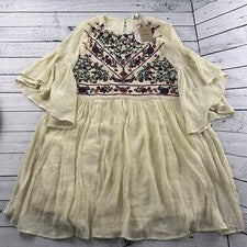 NUEVO Vestido Umgee Manga 3/4 Medio Muslo Fluido Boho Floral Bordado Para Mujer Pequeño