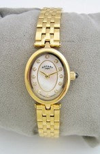 RELOJ GIRATORIO MUJER LB00404/41 ORO ACERO INOXIDABLE PULSERA CRISTALES GENUINO
