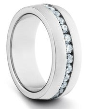 Anillo de diamantes alianza de boda de plata TungstenMasters de 8 mm/6 mm de titanio para hombre/mujer