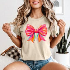 Camiseta Brushstroke Neón Verano Rosa Lazo Mujer Coqueta Moda Regalo Para Ella