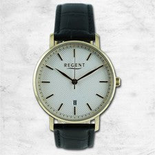 Regent Hombre Reloj Analógico Pulsera de Cuero Negro UR1011585