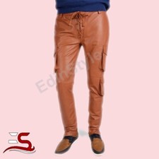 nuevos pantalones cargo de cuero de vaca genuino tostado nuevo estilo hombres pantalones de cuero real