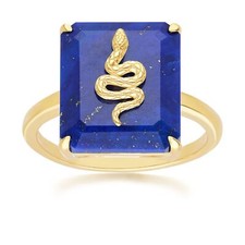 Anillo serpiente lapislázuli Grand Deco en plata de ley chapada en oro