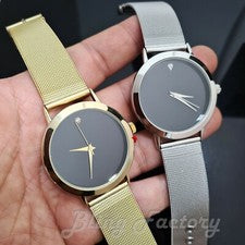 Reloj de pulsera unisex estilo de lujo moda brillante correa de malla metálica