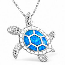 Collar de plata esterlina 925 tortuga marina colgante de ópalo 18 pulgadas joyería regalo animal