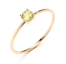 Anillo solitario de peridoto de oro amarillo de 9 quilates talla J a S - piedra natal de agosto