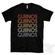 CAMISETA ESTILO RETRO REPETIDO GURNOS para hombre y mujer Reino Unido top name regalo