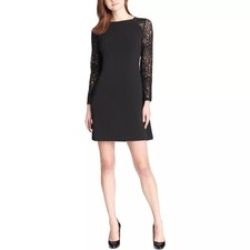 Vestido vaina Tommy Hilfiger para mujer de encaje con cremallera manga larga, negro talla 2
