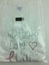 Camiseta Gildan Estampada Algodón Pesado - Estilo Estrás "PEACE LOVE CURE" - NUEVA