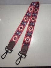 Correa estilo guitarra equipaje para bolso bloques de colores y rayas rojas marrones 31 pulgadas