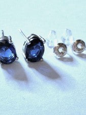 Pendientes de cristal de zafiro azul creados en laboratorio de plata 925 2,00 CTTW (#22)