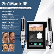 Máquina de estiramiento facial de ojos RF con 2 asas rejuvenecimiento facial de la piel cuidado de la piel belleza spa