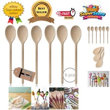 Juego de cucharas de madera de haya duraderas de utensilios de 6 a 12 pulgadas para todas tus necesidades de cocina