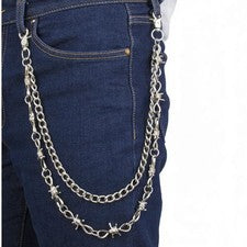 Pantalones Punk En Capas Cadena para Hombres Mujeres, Gótico Hip Hop Jean Cadena Motociclista Pantalón...