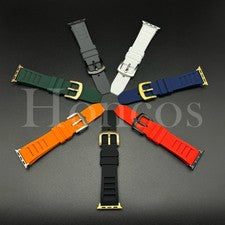 Correa de goma de silicona suave estilo RM de 38-49 mm para Apple Watch Series 10 9 8 7 6 GN