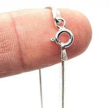 Collar Cadena Plata Redondeado Serpiente 925 Esterlina 1mm Joyería Italiana Regalo