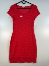 Nuevo con etiquetas Isaac Mizrahi Mujer Cuello Redondo Encaje Camisa Vestido Hasta la Rodilla Coral Rojo Talla S