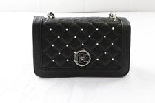 Bandolera acolchada Studio Badgley Mischka para mujer con detalle de perlas BE5 negra talla única