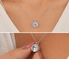 Colgante de plata de ley 925 de corte redondo de diamantes cultivados en laboratorio de 1 quilate regalo para mujer