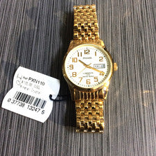 Pulsar PXN110 Reloj Hombre Dorado Redondo Esfera Lumibrita Día Fecha Numerada Horas ¡Nuevo!