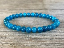 Pulsera elástica de gemas azules con cuentas de piedra apatita natural hecha a mano 6 mm