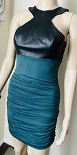 NUEVO SIN ETIQUETAS LA PINA por David Helwani Mujer Cuero Acanalado Mini Vestido Bodycon Elastizado S