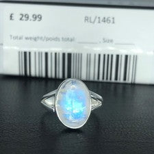 Anillo de plata esterlina 925 brillante ovalado piedra lunar piedra preciosa natural regalo en caja