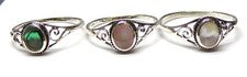 Anillo de plata de ley 925 ovalado madreperla/paua/concha rosa