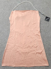 Vestido halter rosa sin mangas Zaful para mujer talla S imitación perlas acento nuevo con etiquetas