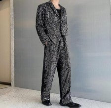 Para hombres Primavera Moda Juvenil Informal Fiesta Brillo Lentejuelas Pantalones Chic Traje Pantalones