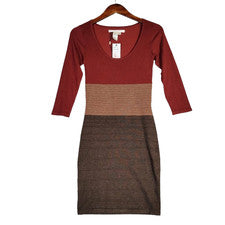 Mini Vestido Suéter Max Studio Para Mujer Pequeño Multicolor Bloques Tejido Manga 3/4 Nuevo con Etiquetas