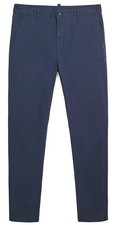 Pantalones informales para hombre ZARA 'Streight Stretch Chino' 31" azul marino lavado 9252/400 nuevos con etiquetas