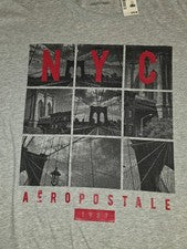 Camiseta AEROPOSTALE Adulto Hombre XL Brooklyn Bridge NYC Gris Nueva Con Etiquetas