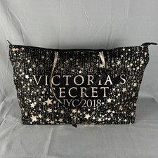 Bolso de mano Victoria's Secret NYC 2018 para mujer negro dorado estrellas firma