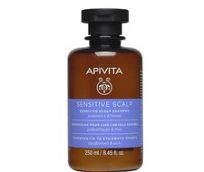 Champú para cuero cabelludo sensible Apivita con prebióticos y miel 250 ml, 96 % natural